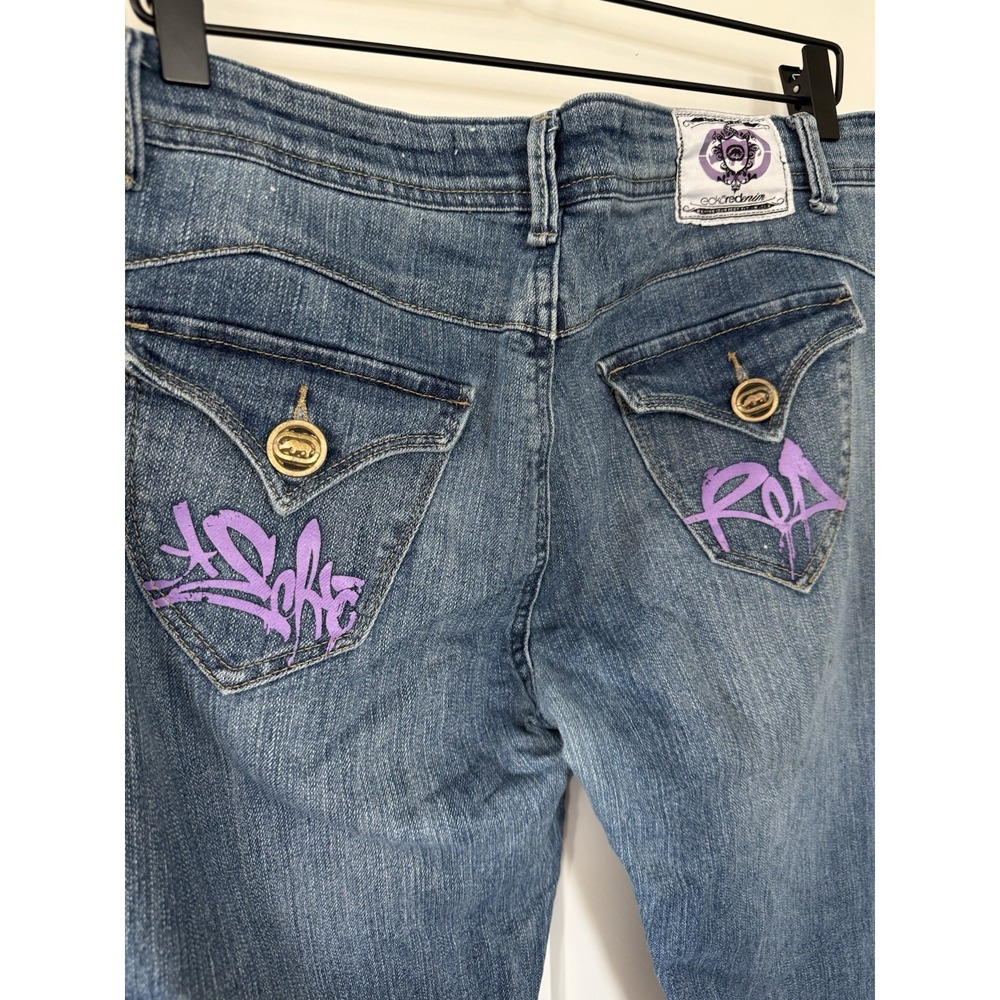 Eckoredenim 11/12 Ecko Pants 126873 Purple Graffiti Y2K Side Pocket Buttons